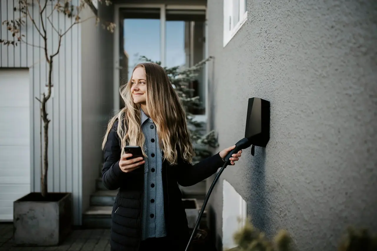 Charging an electric car at home with a smart wall charger
